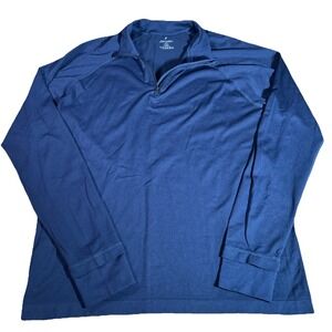 Fabletics Shirt Mens L Blue Nylon Long Sleeve 1/4 Zip Athletic Pullover